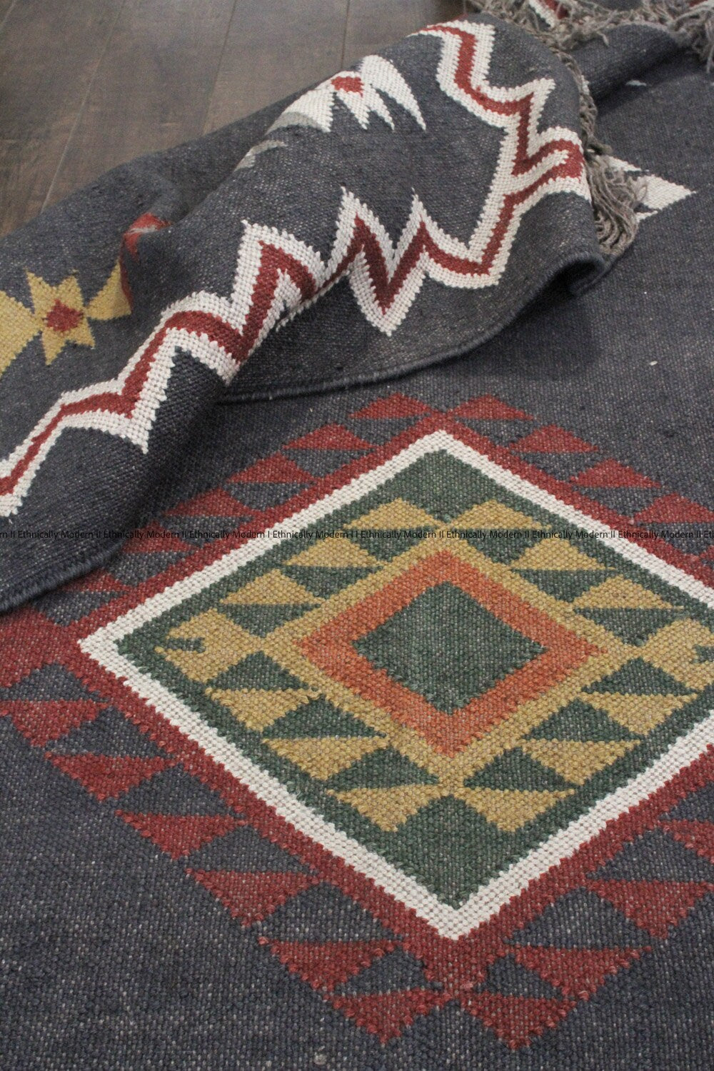 Wool and Jute, Handwoven Traditional Indian Rug, Kilim Rug, Punja Rug, Natural Fibre Rug