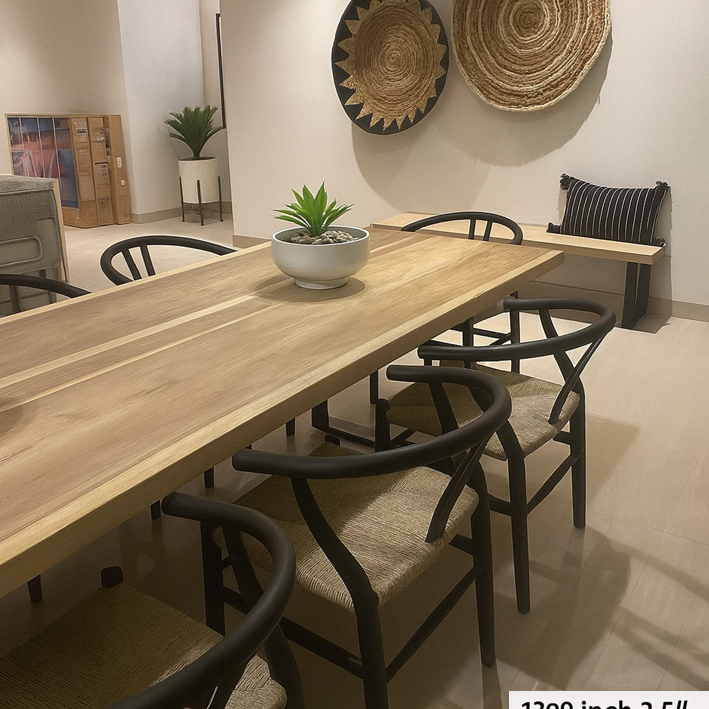 Bleached live edge table detail