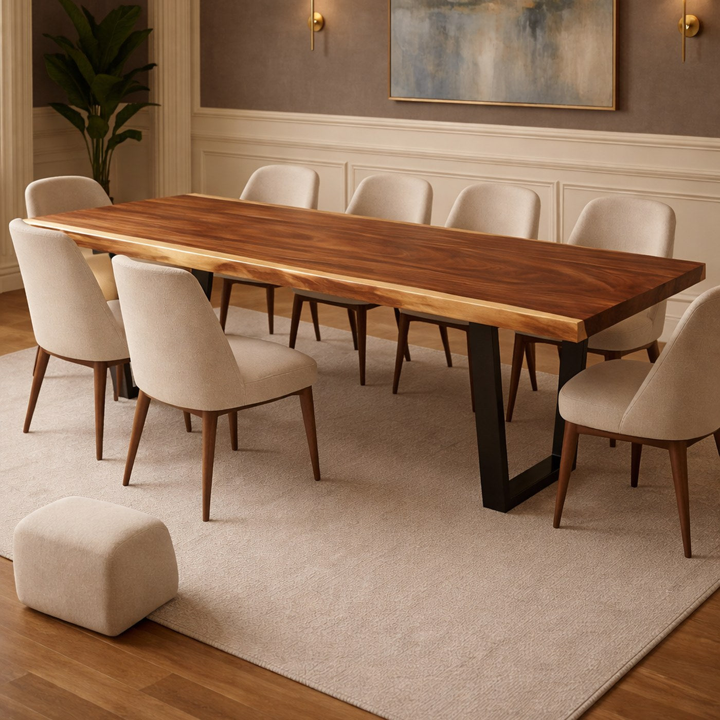 Natural finish live edge table