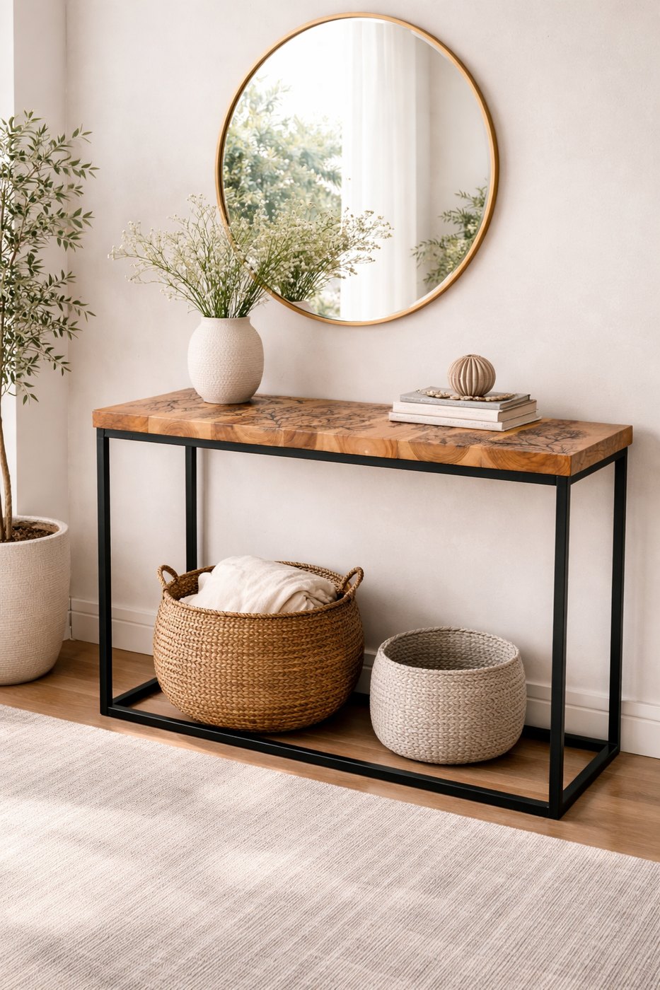 Lichtenberg console table with fractal burn pattern