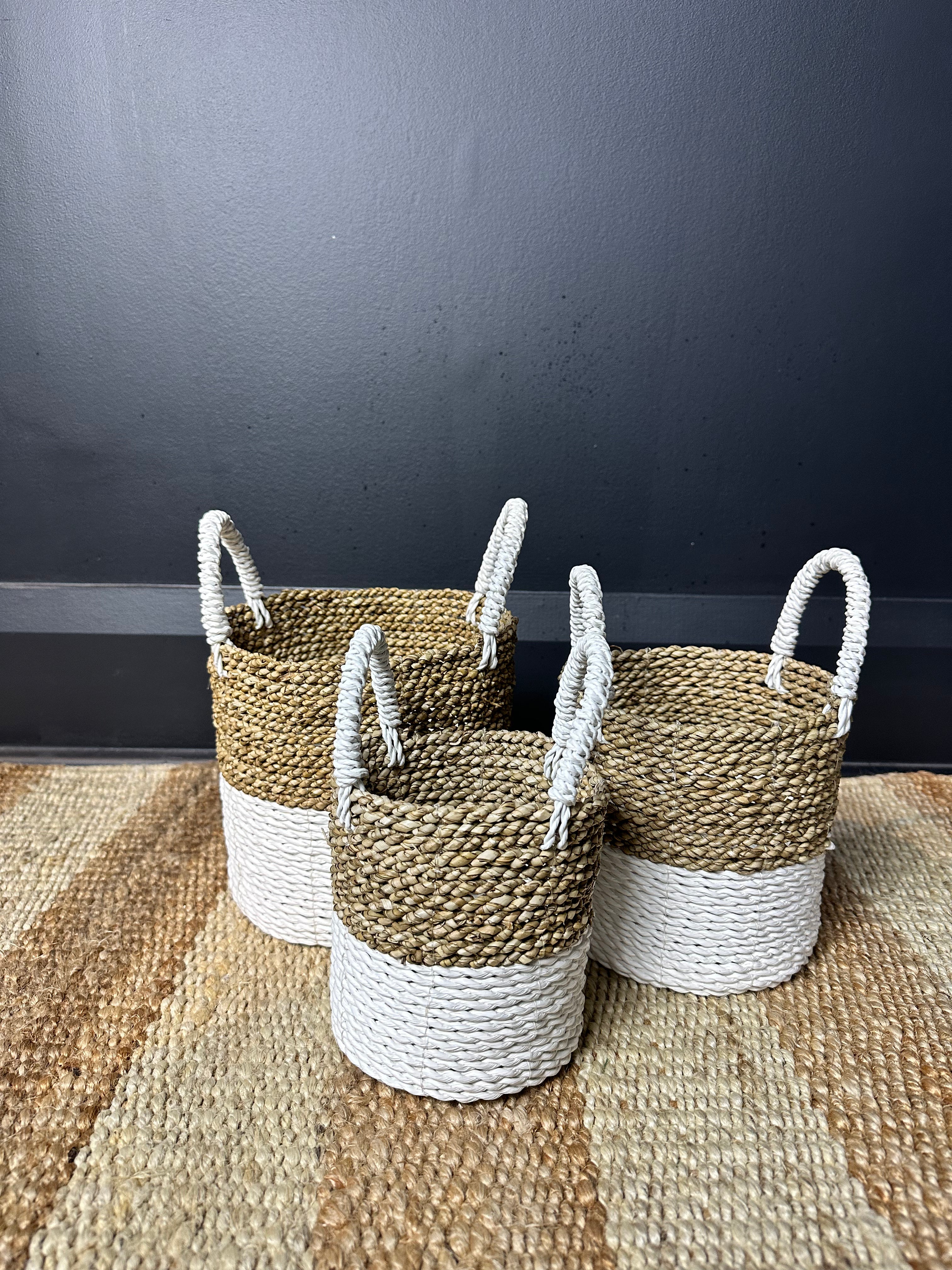 Lilo Two-tone Wicker Storage Basket Set of 3