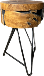 Load image into Gallery viewer, Teak Round Live Edge Stool
