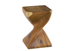 Load image into Gallery viewer, Twisted Solid Wood Stool, Teak Plant Stand, Wood End Table, Unique Wooden Side Table

