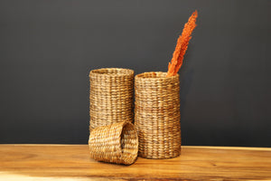 Wicker Basket, Rattan Cylindrical Planter, Woven Storage Supplies Holder