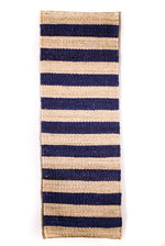 Load image into Gallery viewer, Navy Blue and Natural wide stripe Jute rug, Handmade Flawtweave, 2 X 6, 4 X 6, 5 X 7, 6 X 9
