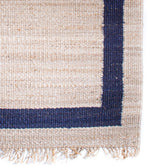 Load image into Gallery viewer, Reversible Blue Border on Natural Jute Rug
