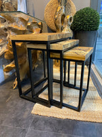 Load image into Gallery viewer, Solid Wood Nesting Set, Lightning Design Side Tables, Modern End Tables
