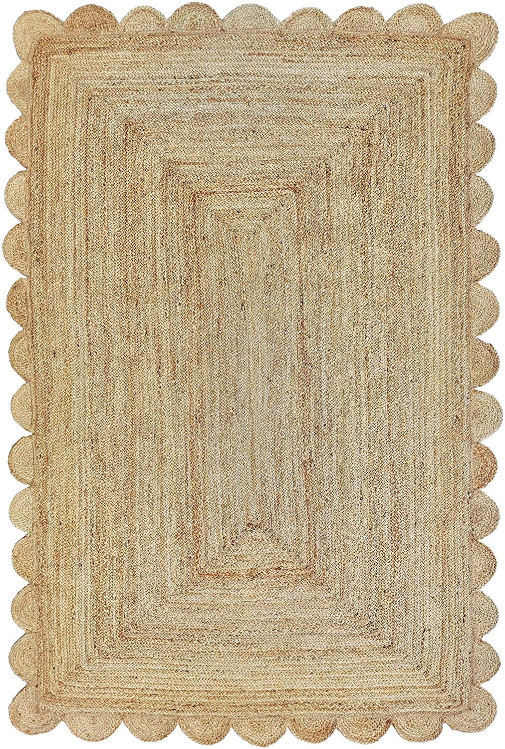 Braided Scalloped Jute Rug, Different Sizes,