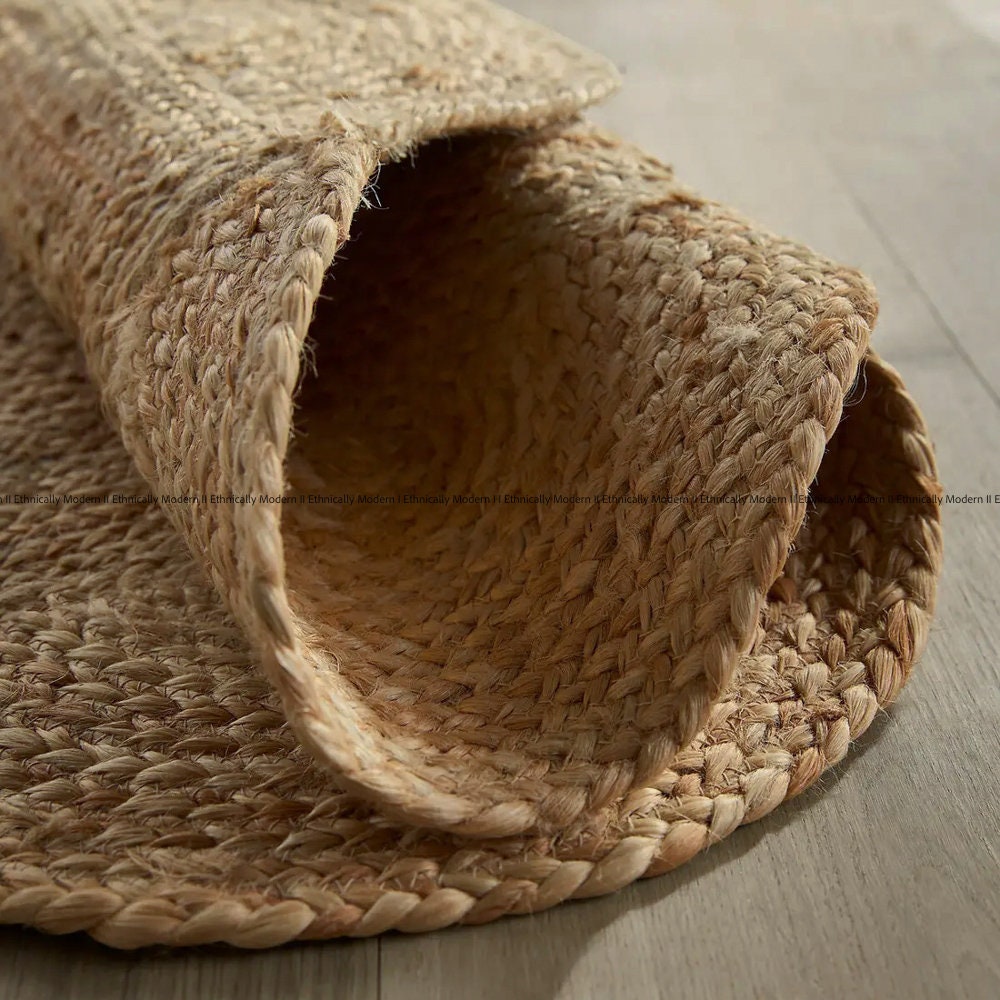 Braided Jute Rug - Natural Colour- Different Sizes, Runner, Oval, Round, Rectangular