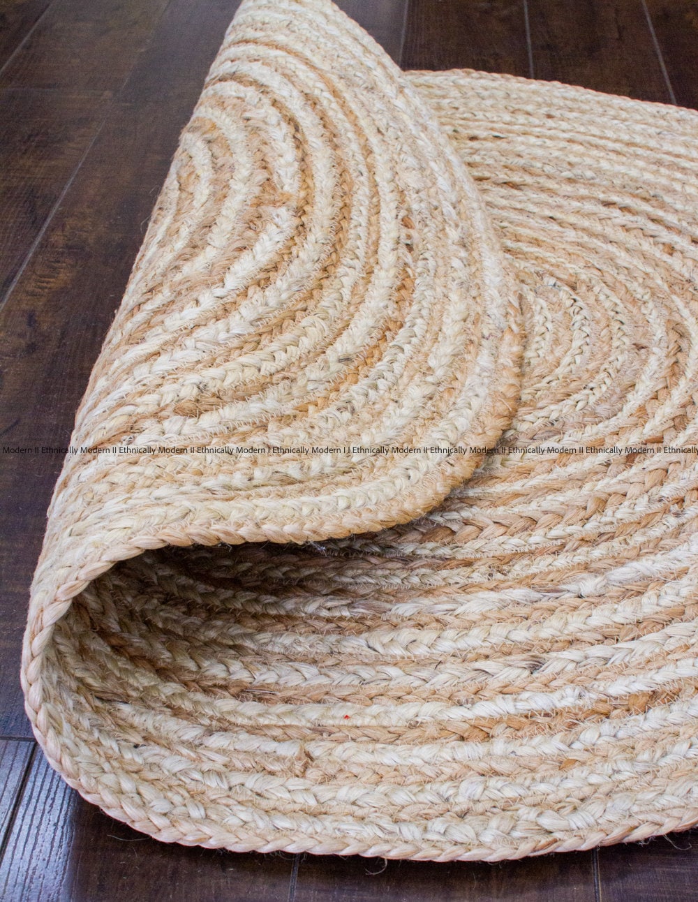 Braided Ivory and Natural Jute Round Rug, Reversible, Natural Fibre Rug, Coastal, Cottage, Casual Decor