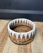 Load image into Gallery viewer, Embroidered Wicker Storage Basket Set of 3, Rattan Cylindrical Holder, Woven Supplies Holder
