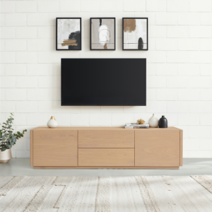 Solid Wood TV Unit (Soft Closing Drawers)