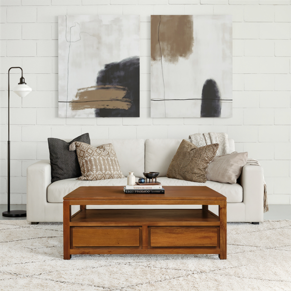 Solid Wood Coffee Table ( Soft Closing Drawers)